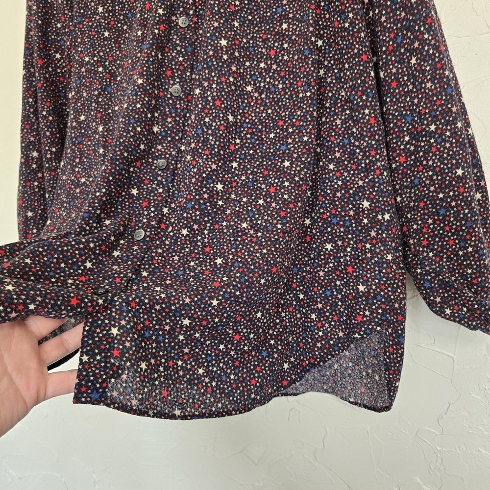 Madewell Starry Night Button Up Red Blue Top, M - Picture 6 of 10